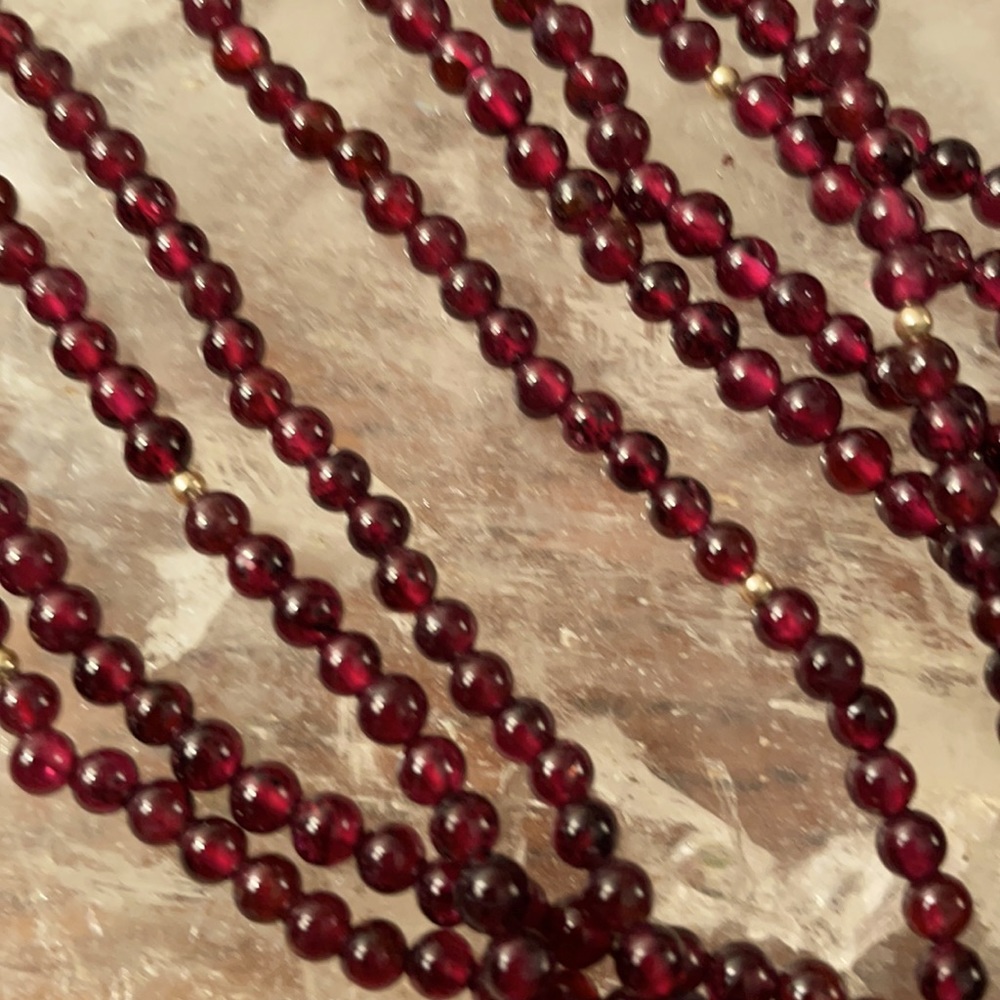 Garnet bead necklace, - Picture 3 of 4
